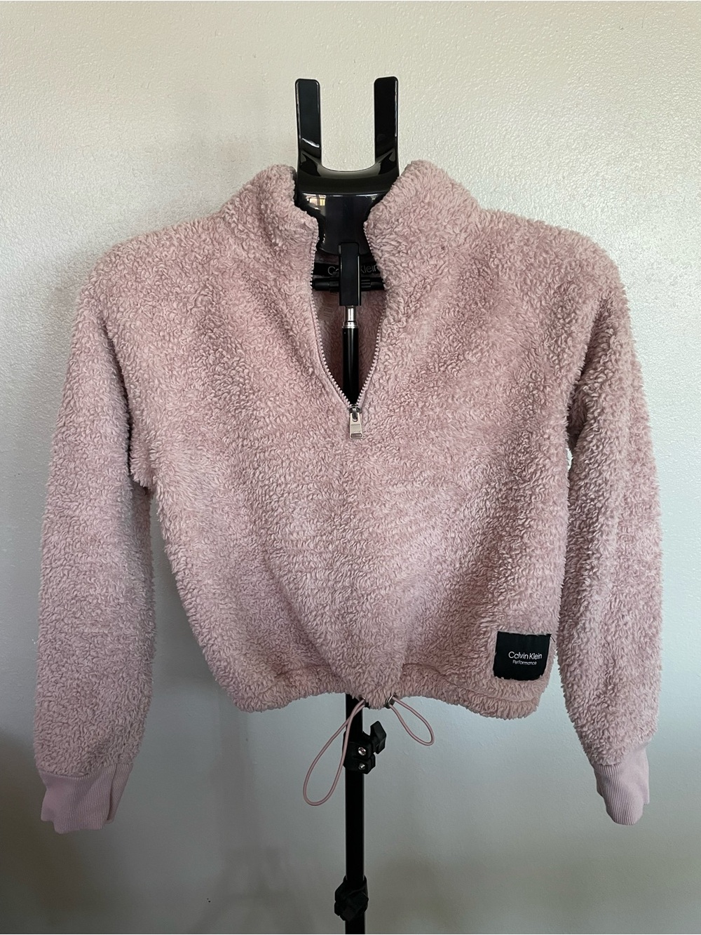Calvin Klein Pink Quarter-Zip Teddy Pullover Jacket